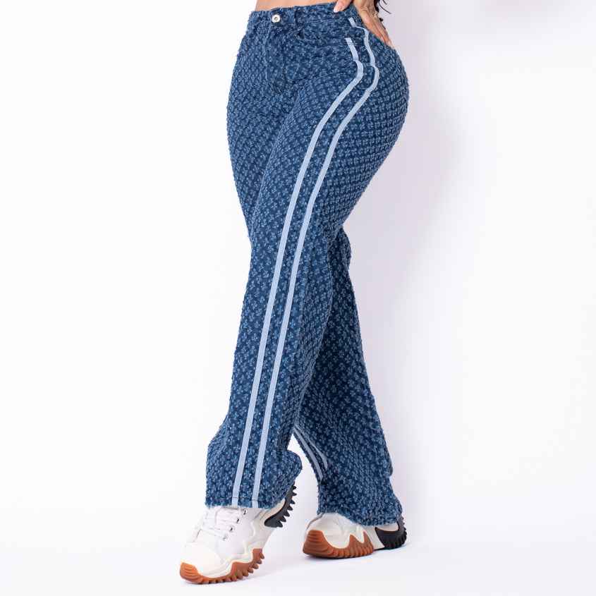 JEANS PALAZZO AZUL OSCURO BROKE DENIM REF 6093