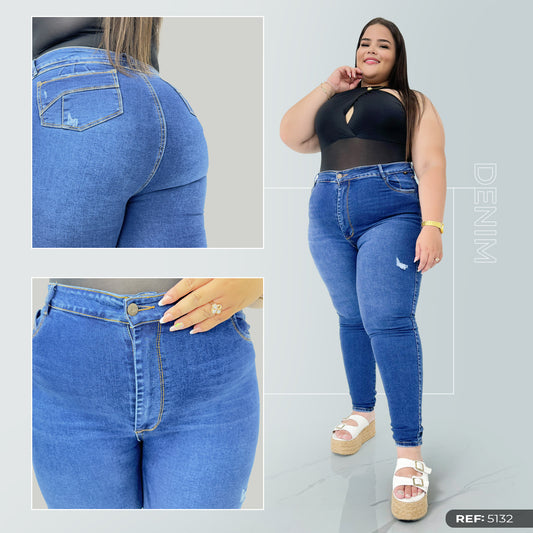 Jeans Talla Plus Tono Claro