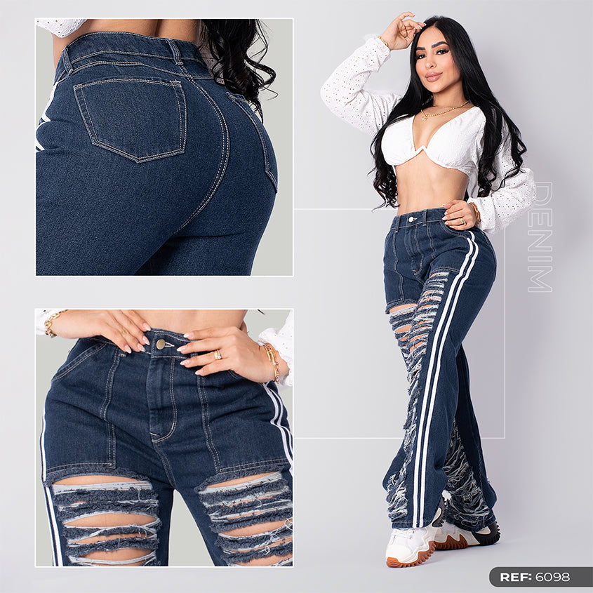 Jeans Mujer Boyfriends rayas adidas ref 6098