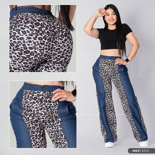 Jeans animal print mezclado ref 6101